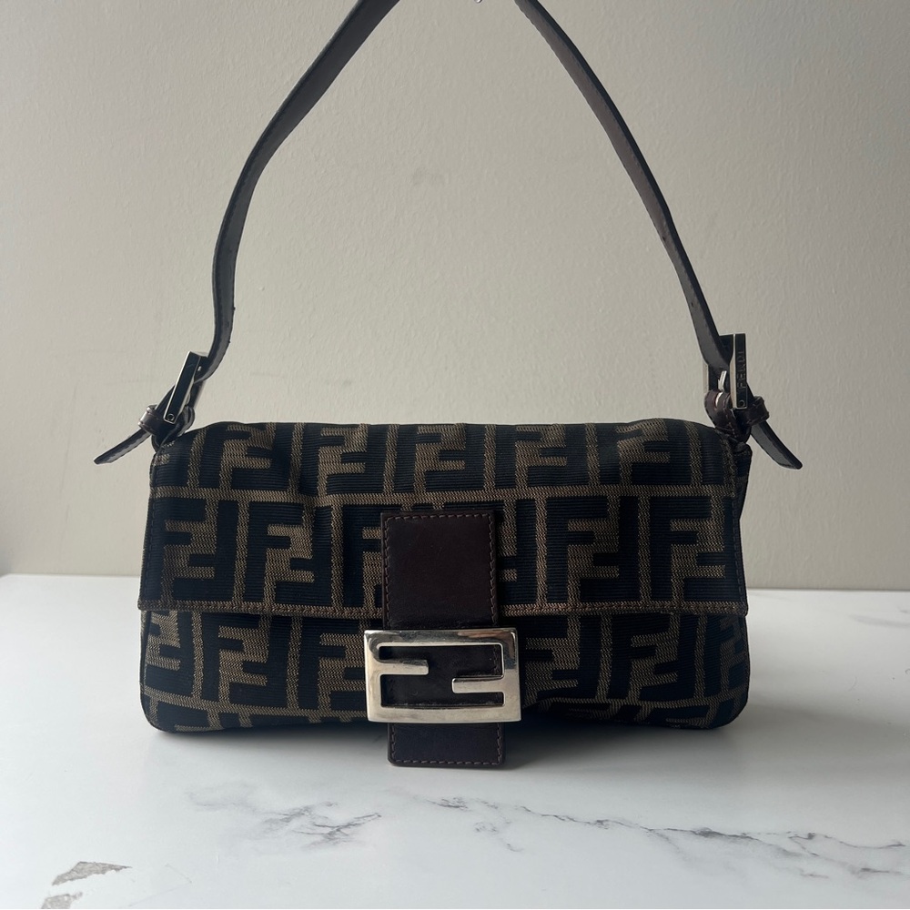 Fendi Black and Brown Monogram Shoulder Bag